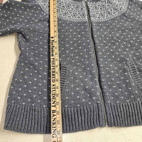 Talbots Women Cardigan XL Petite Fair Isle Full Zip Wool Blend Ski Grandmacore - Picture 6 of 8
